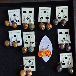 Bundle of 10 Multicolor Pierced Earrings With 10 Organza Gift Bags (J22)